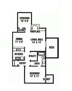 2BR/1BA - 2 Bedroom 1 Bath