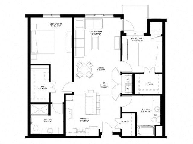 Floor Plan - Two Bedroom - M
