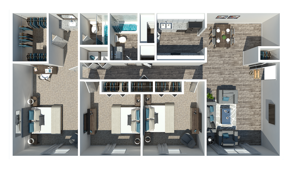 Three Bedroom - 3 Bedroom 2 Bath
