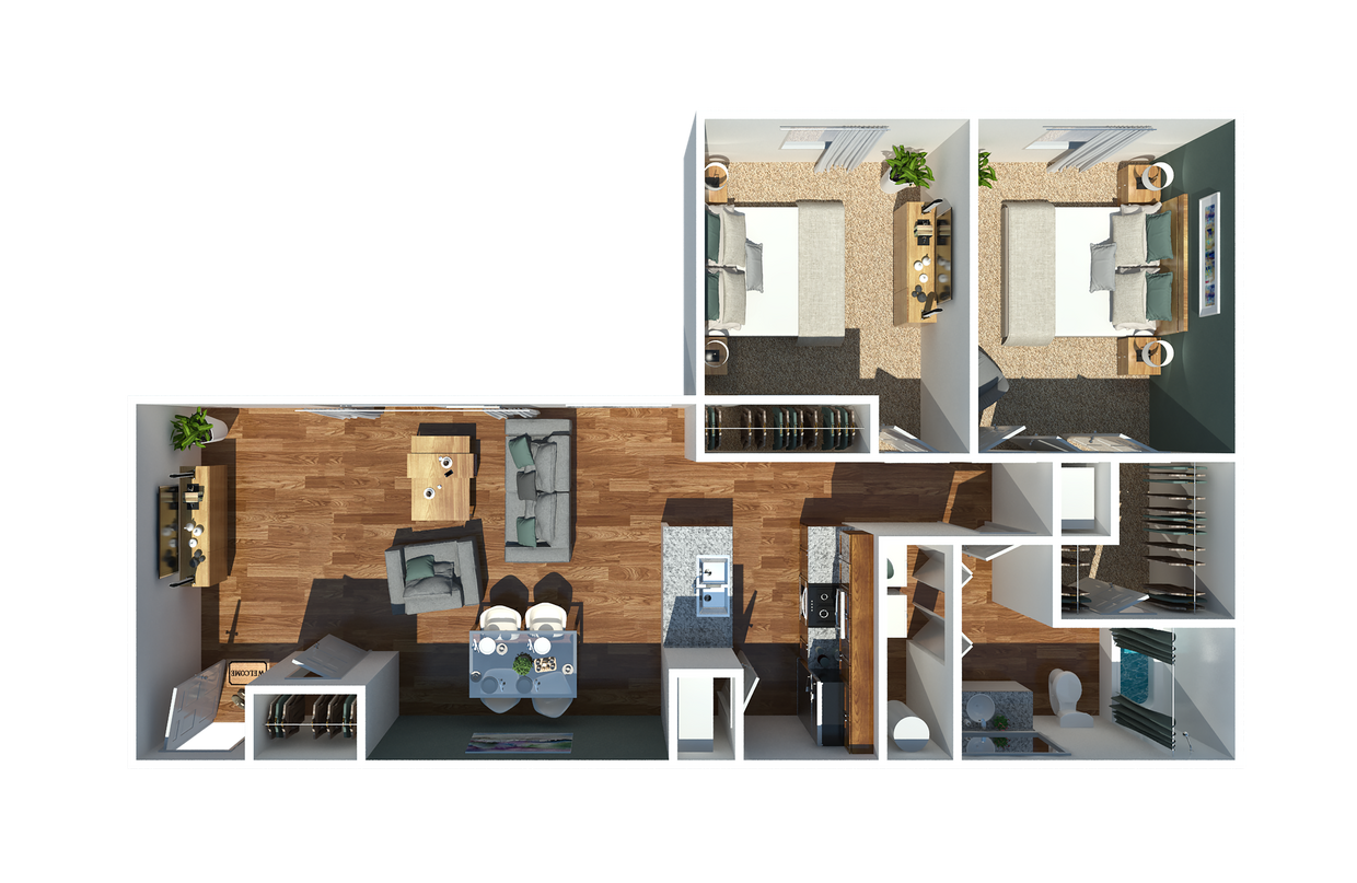 2 Bedroom - Two Bedroom One Bathroom Large