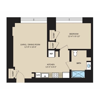 Floor Plan - 1 Bedroom