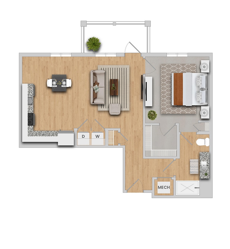 Almond | 1x1 | 777 sf - ALMOND