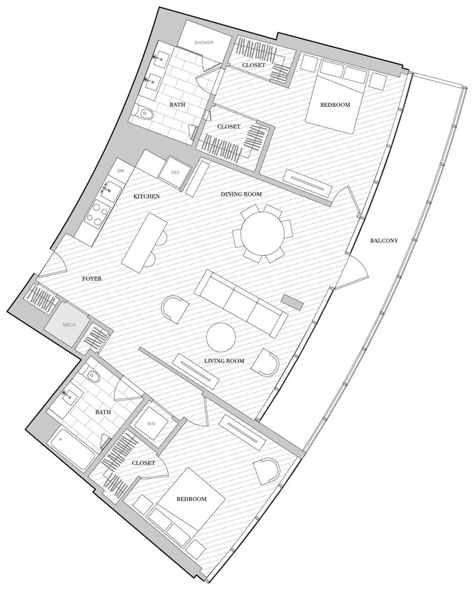 Floor Plan - 2 Bed 2 Bath B2J