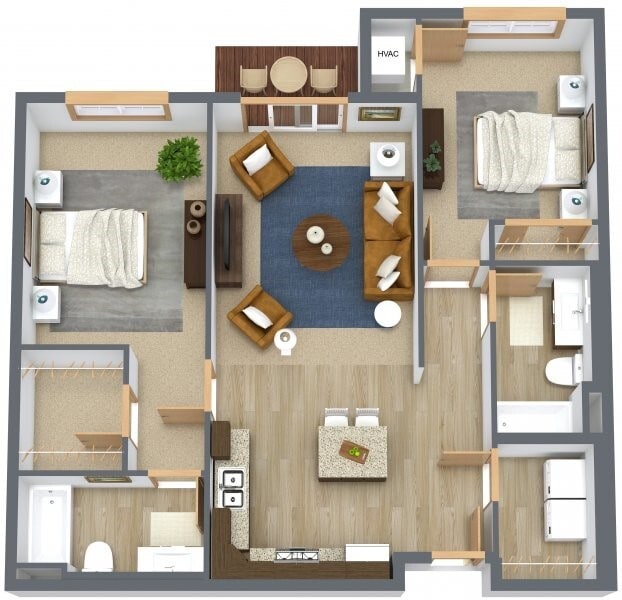 Floor Plan - 2 Bed - 2 Bath