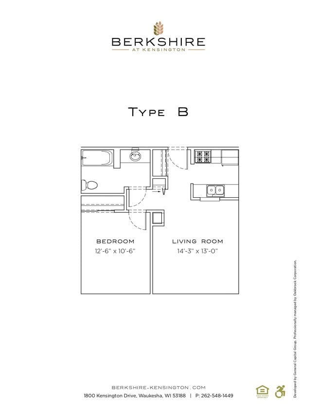 Unit B - 1 Bedroom A