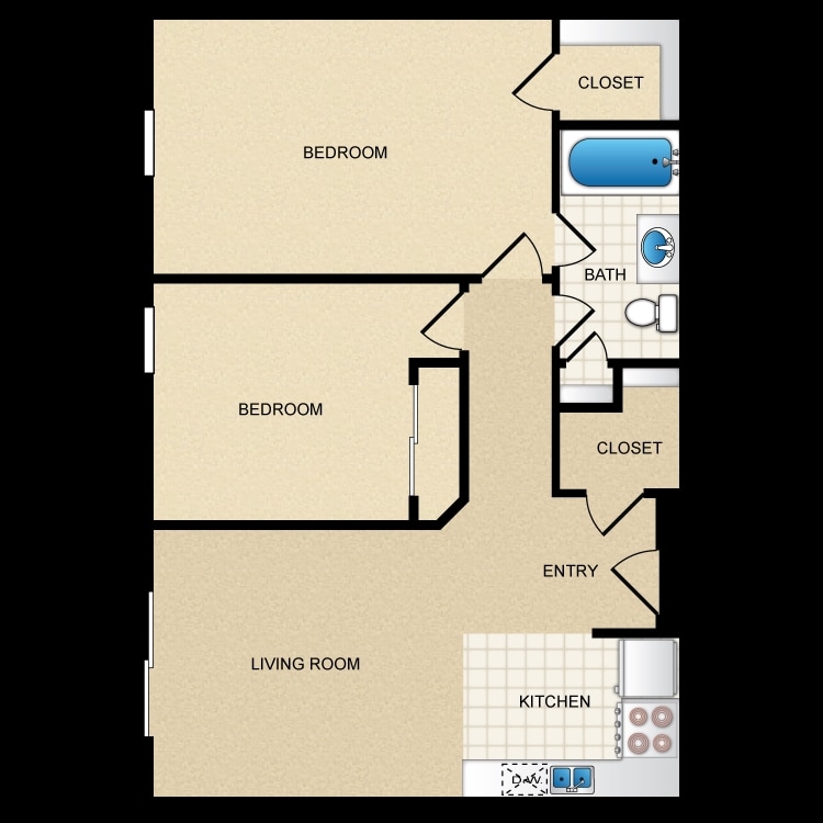 2BR/1BA