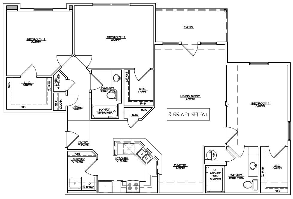 Floor Plan - 3 BD Craftsman Select