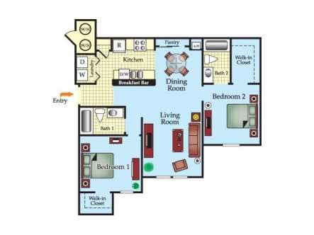 2BR/2BA - Two Bedroom Two Bath (b)