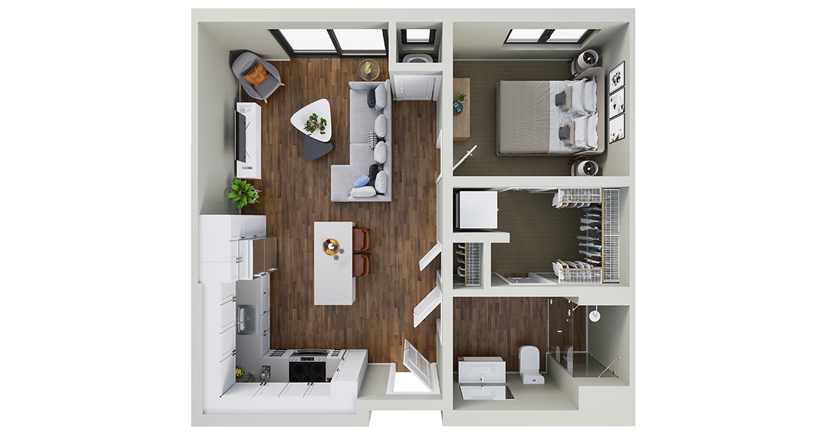 Floor Plan - Blazing Star - 1 Bedroom 1 Bath (D)