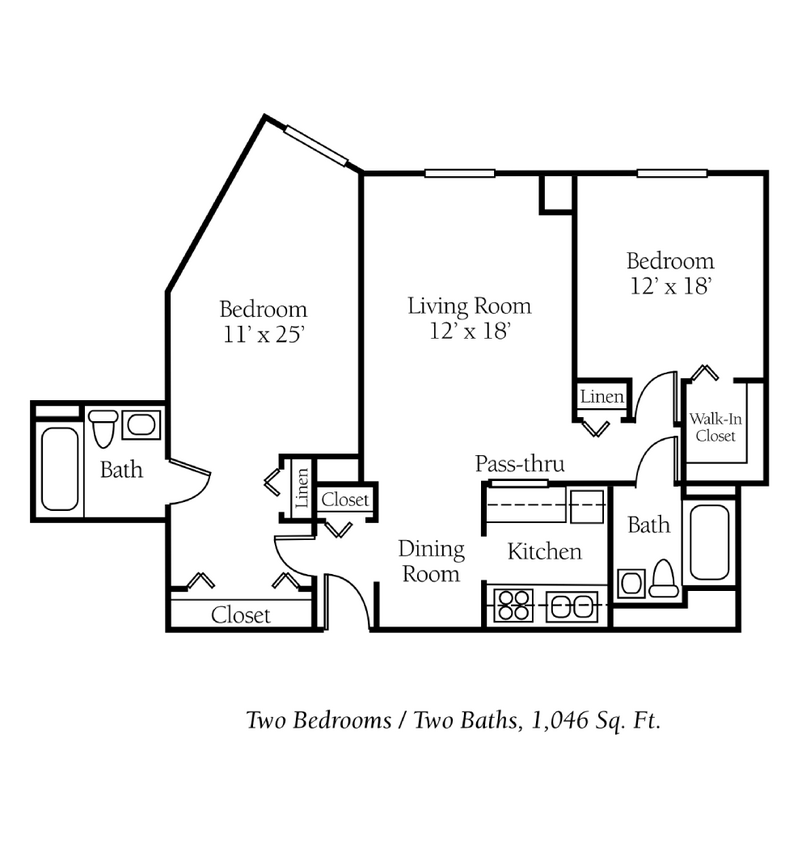 Floor Plan - 2 Bed, 2 Bath D