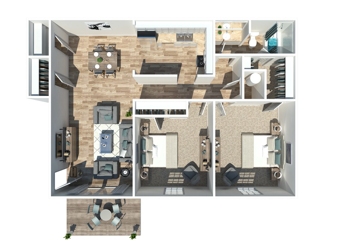 2B1BA - 2 Bedroom 1 Bath