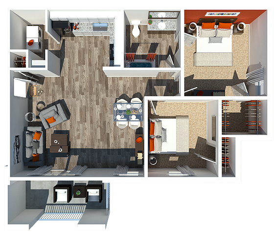 Two Bedroom | One Bathroom - Two Bedroom | One Bathroom