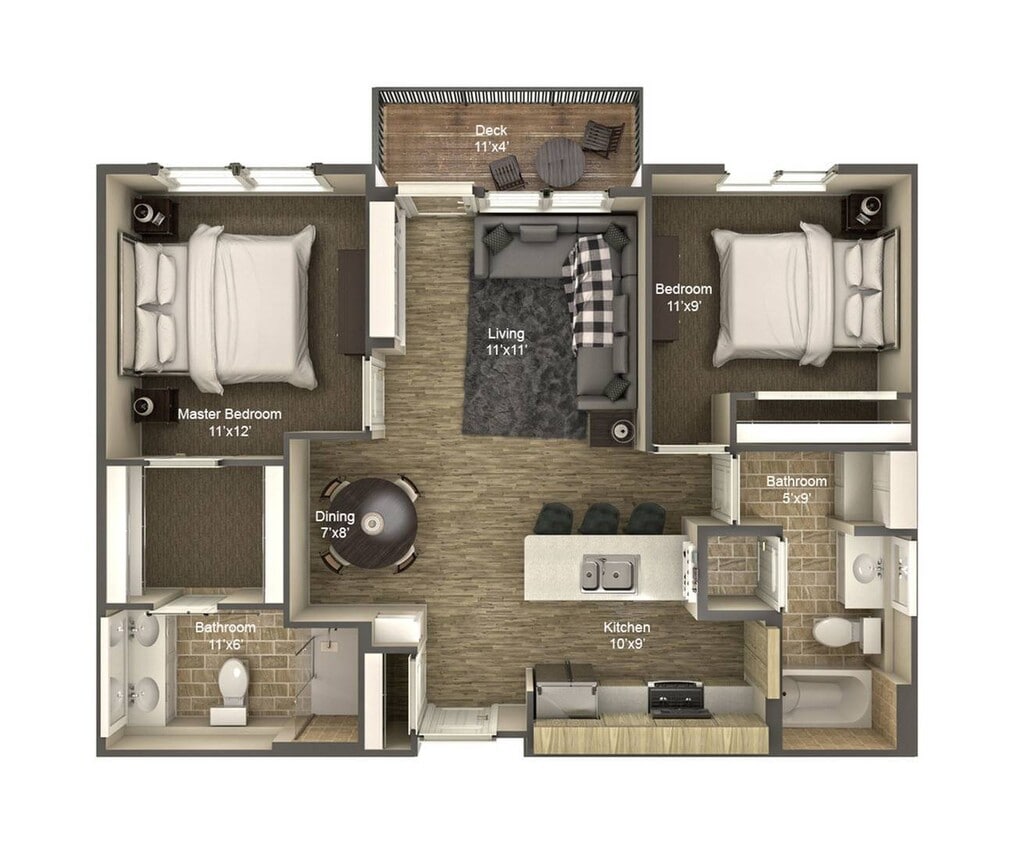 2 Bedroom - 2 Bedroom + Dining Room