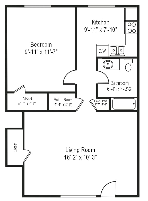 1BR/1BA - 1 Bedroom