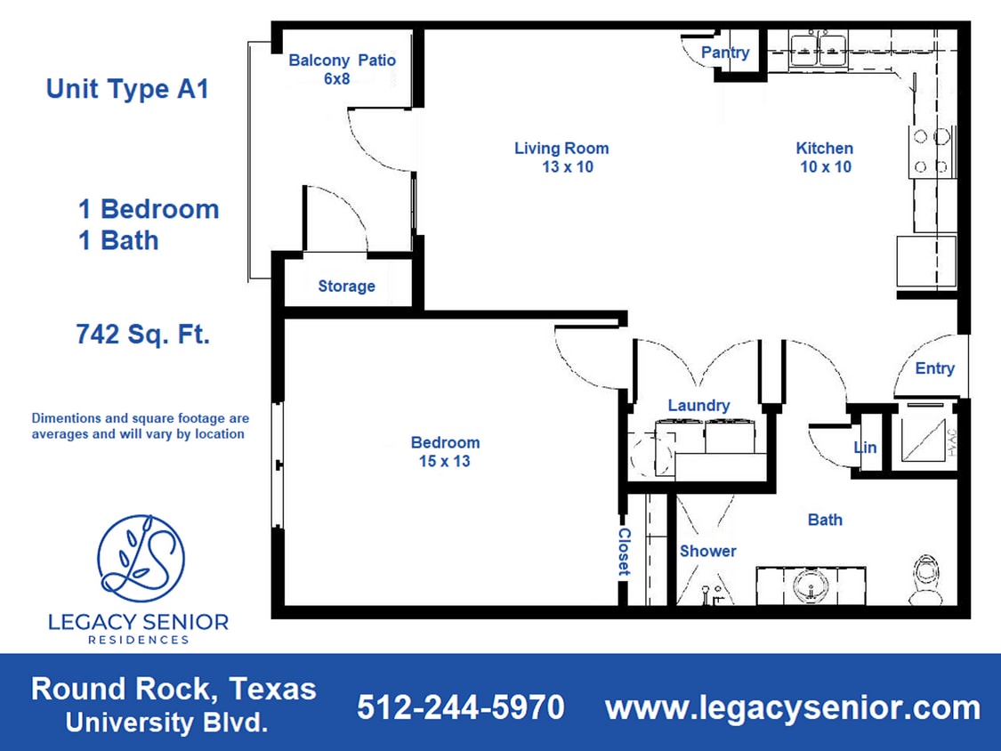 Floor Plan - 1x1 A1 60% HCP - Mobility