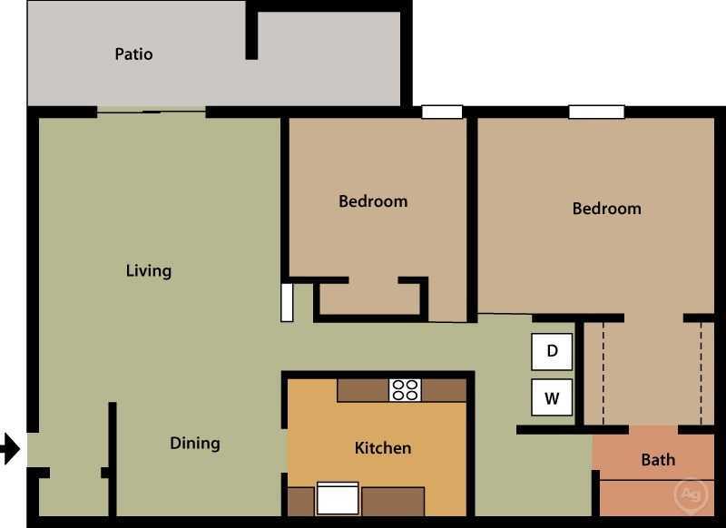Floor Plan - Two Bedroom One Bath