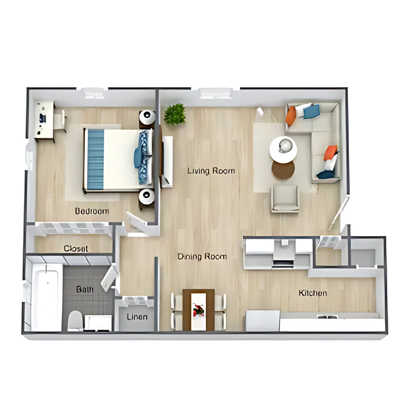 Floor Plan - One Bed, One Bath | 02