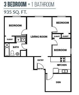 Floor Plan - Three Bedroom Apartment