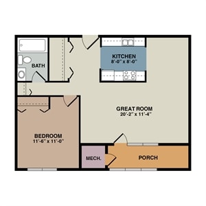 Floor Plan - 1C - 1 Bedroom