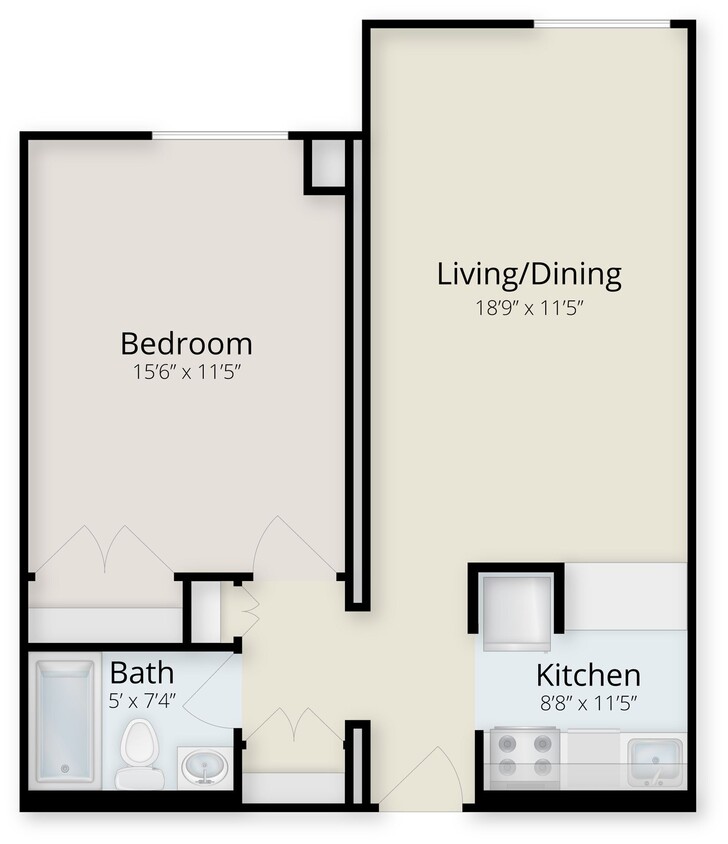Floor Plan - Village at Brookline One Bedroom Flat