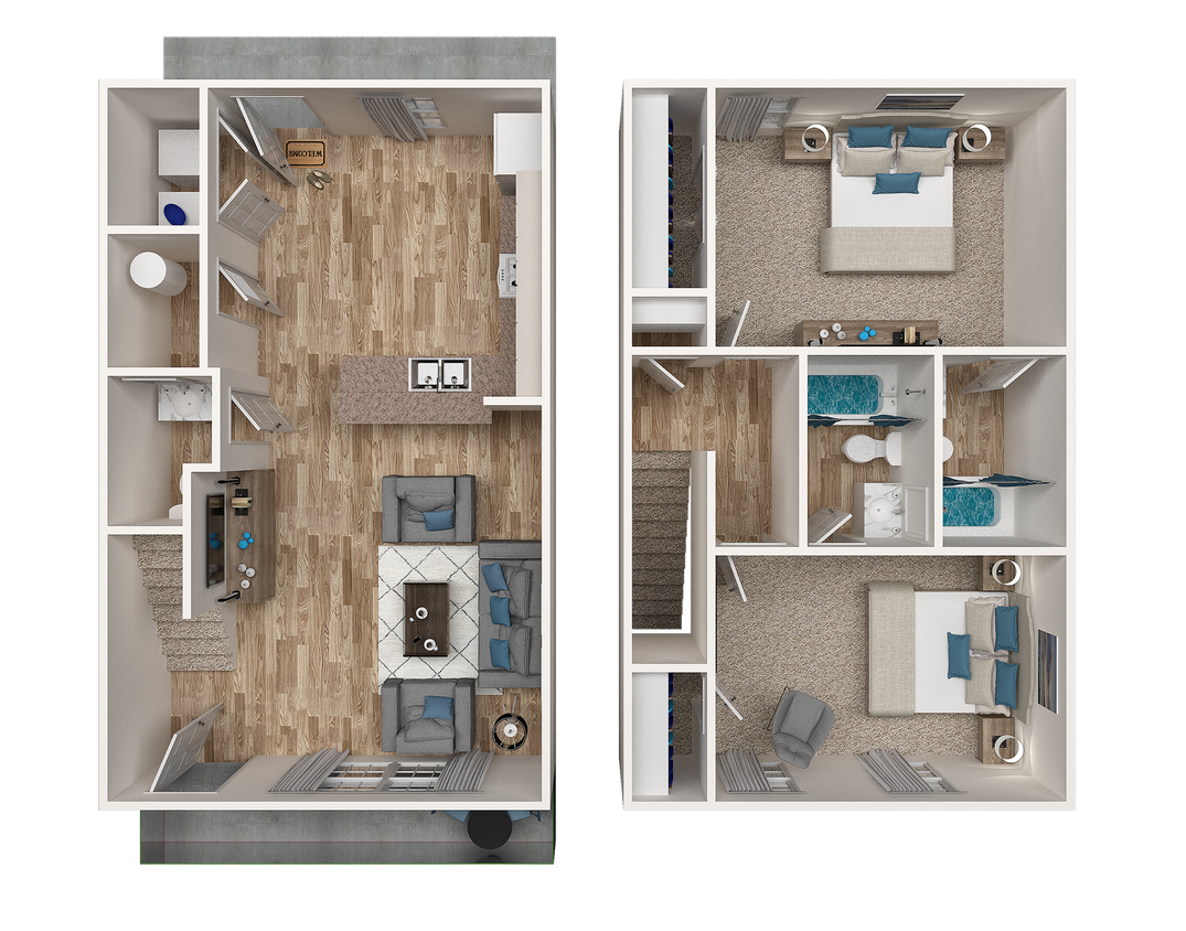 Two Bedroom Two and Half Bathroom - 2 Bedroom 2.5 Bath Townhome
