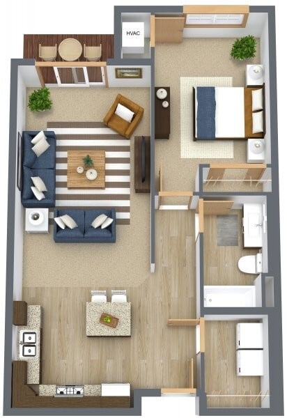 1 Bedroom / 1 Bathroom B (776 sq ft) - 1 bed-1 bath "B"