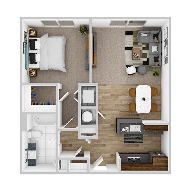 Floor Plan - 1 Bedroom | 1 Bath