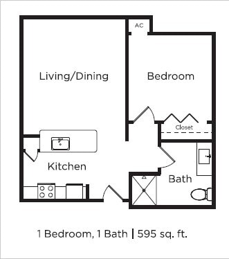 Floor Plan - 1 bed/ 1 bath