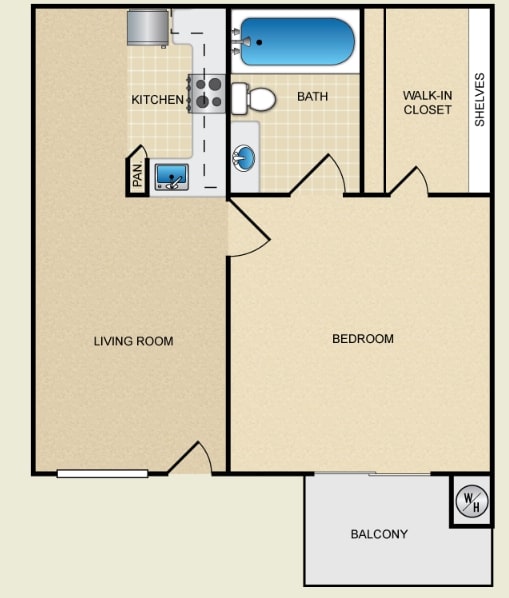 1BR/1BA - 1 Bed 1 Bath Down