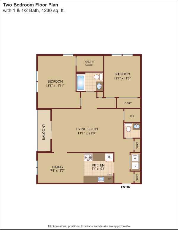Floor Plan - $2.22/sq.ft. - Two Bedroom