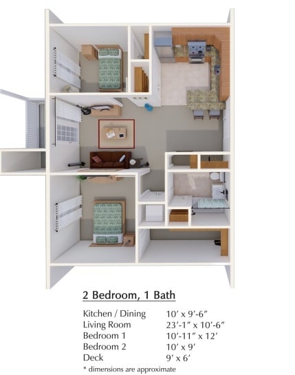 2 Bedroom, 1 Bath - 2 BR 1 BA