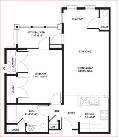 Floor Plan - 1 Bedroom / Balcony