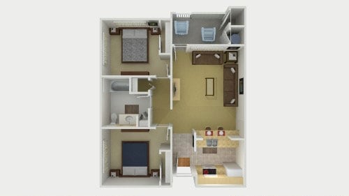 Foyer II - 2 Bedroom 1 Bath Plan A