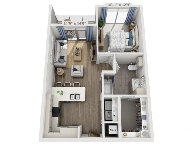 Floor plans are artist’s rendering. All dimensions are approximate. Actual product and specifications may vary in dimension or detail. Not all features are available in every apartment. Prices and availability are subject to change. - B3HC