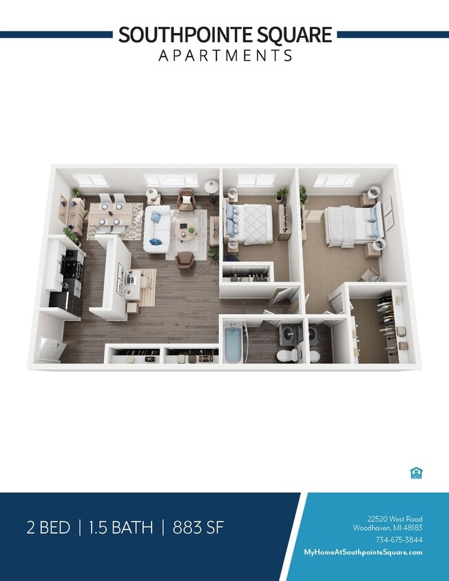 Floor Plan - 2 Bed 1.5 Bath