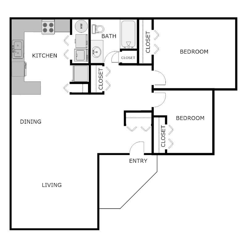 Floor Plan - 2 Bedroom 1 Bathroom