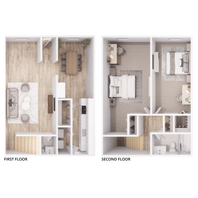 Floor Plan - B3 - 2Bed, 1.5Bath