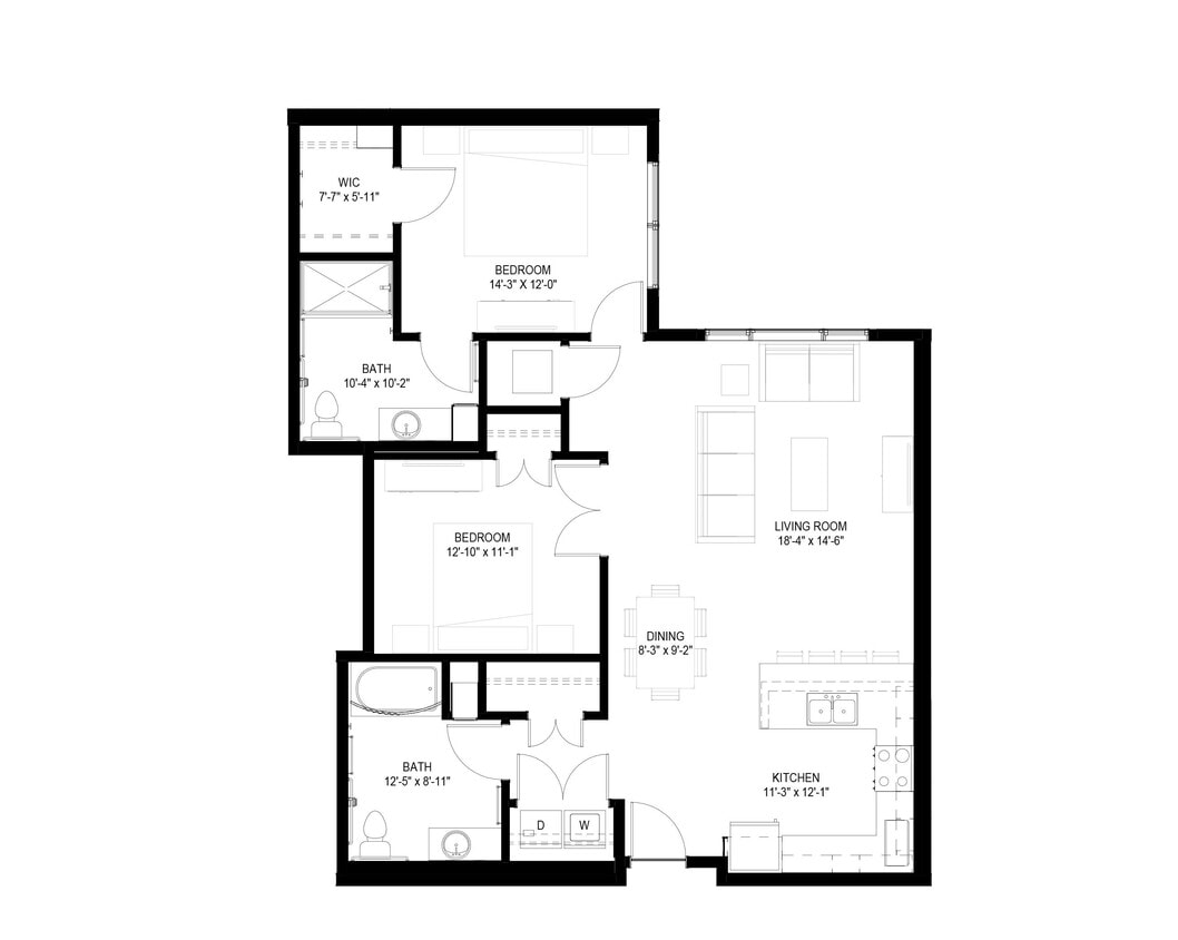 Floor Plan - Two Bedroom - K (Accessible)