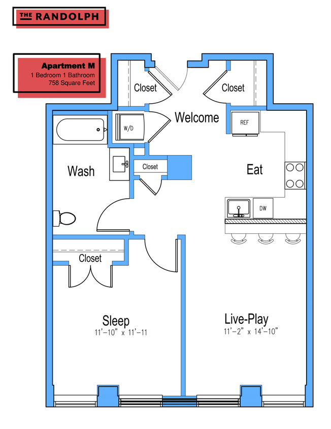 Floor Plan - 1 Bed 1Bath MO