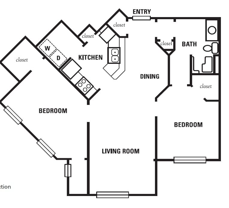 Floor Plan - 2BR/1BA