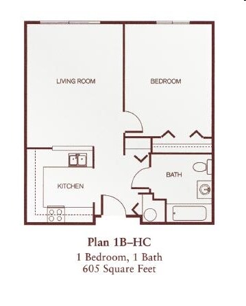 Plan 1B-HC - One-Bedroom- 1B