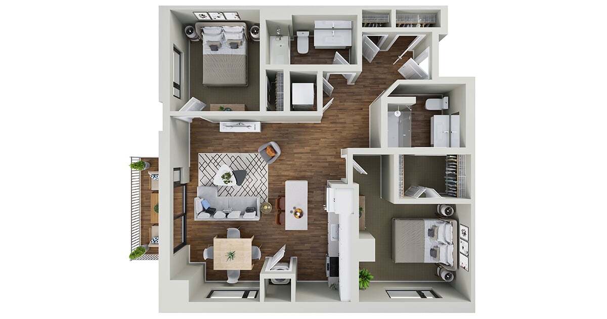 Floor Plan - Aster - 2 bedroom 2 Bath (B5)