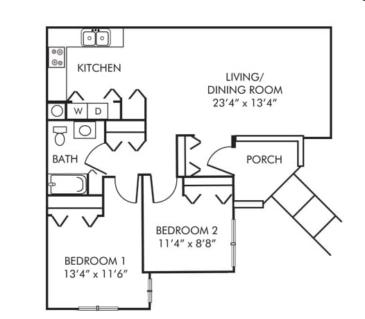 2BR/1BA - Two Bedroom