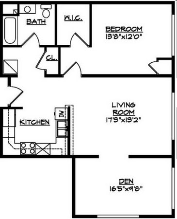 Monroe A - Den - One Bedroom B
