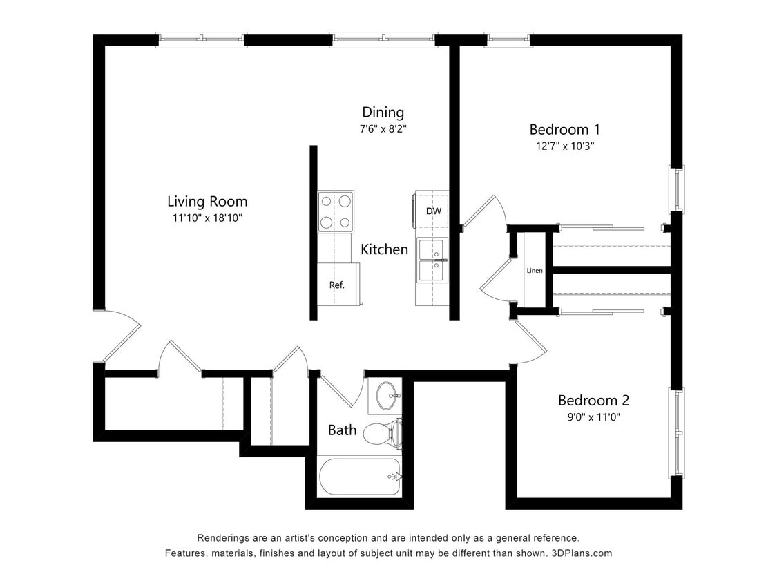 Floor Plan - 2 Bedroom Ames Green