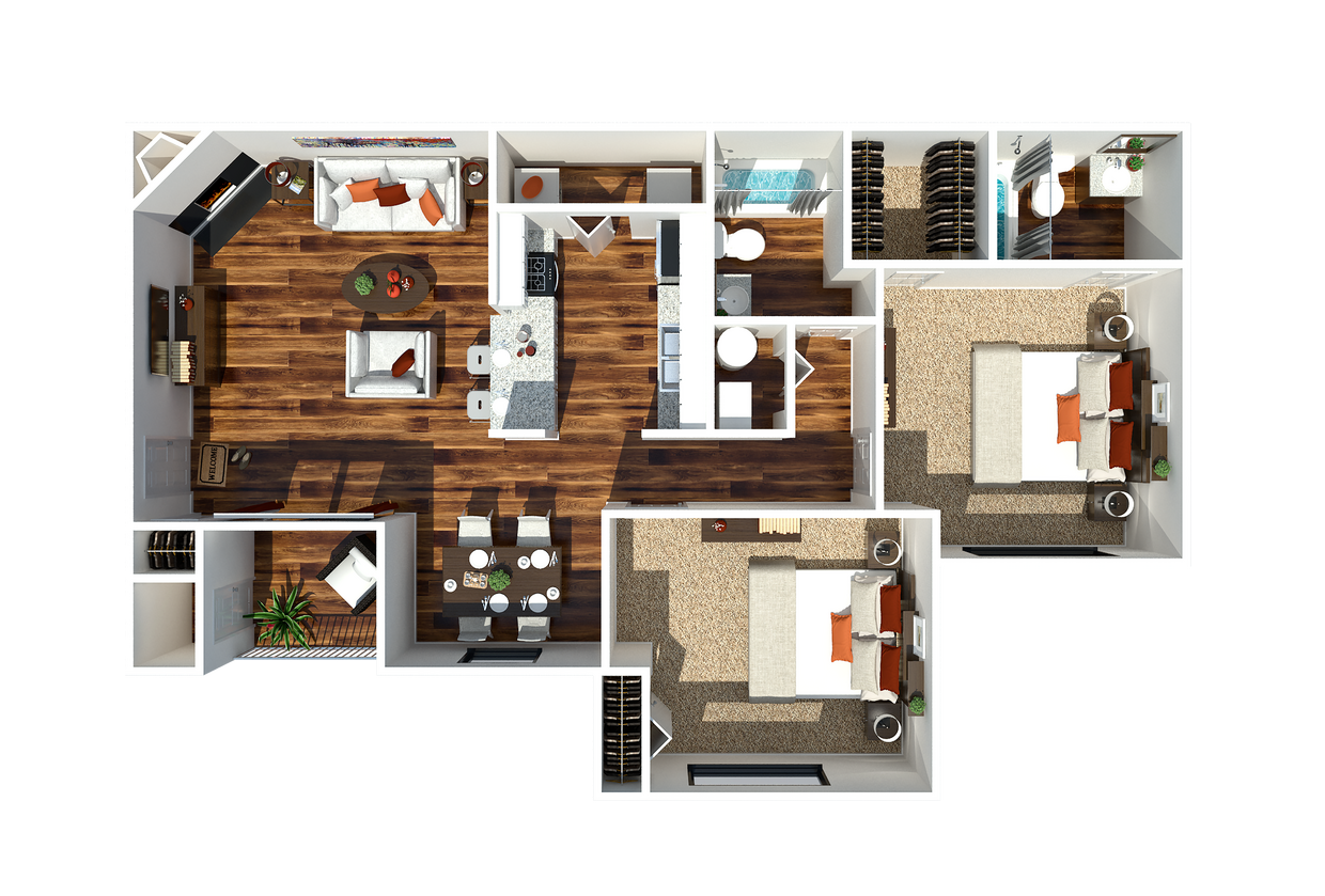 2 Bedroom and 2 Bath 1009 SF - White Dogwood