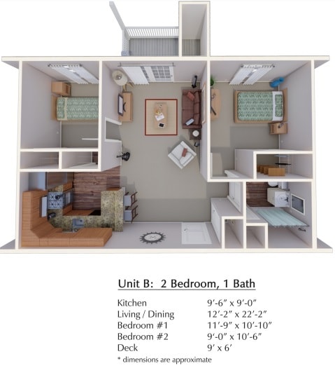 2 Bedroom, 1 Bath - 1 BR 1 BA