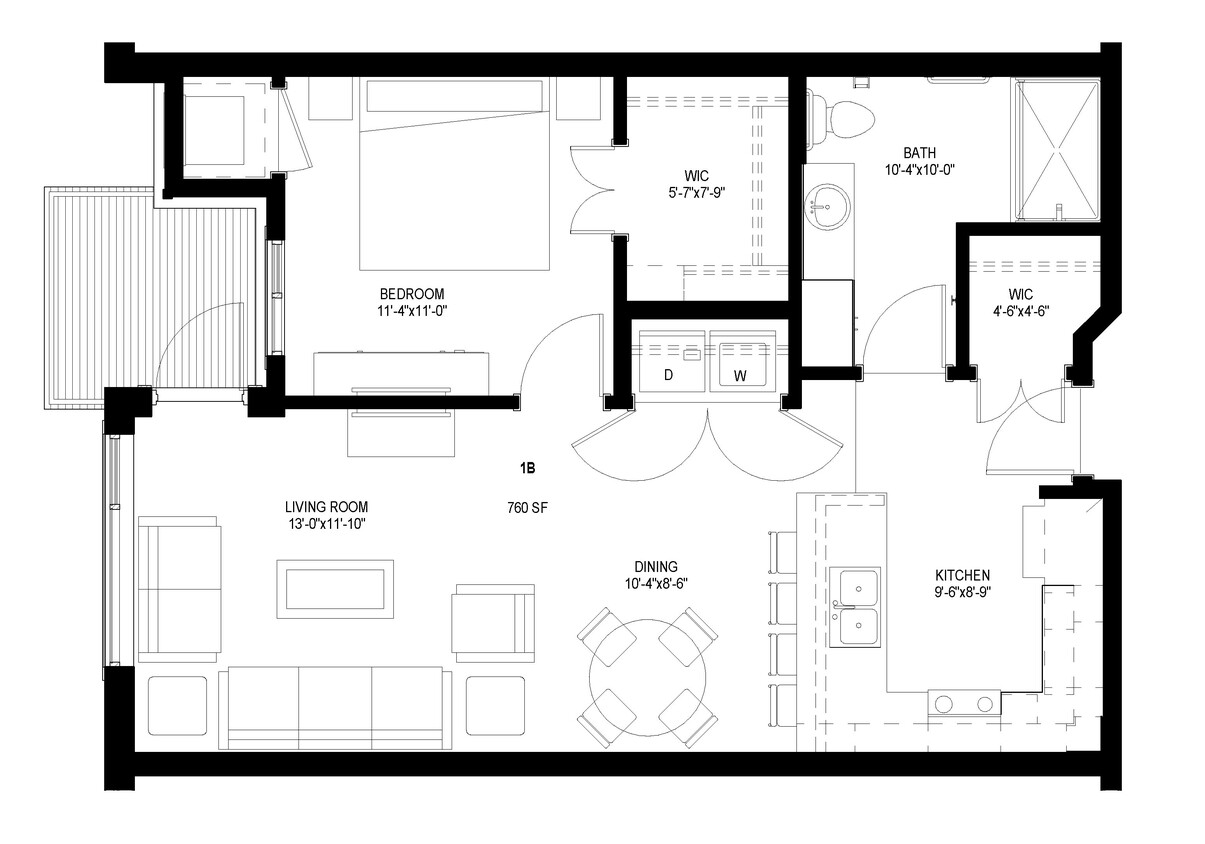 Floor Plan - One Bedroom - B