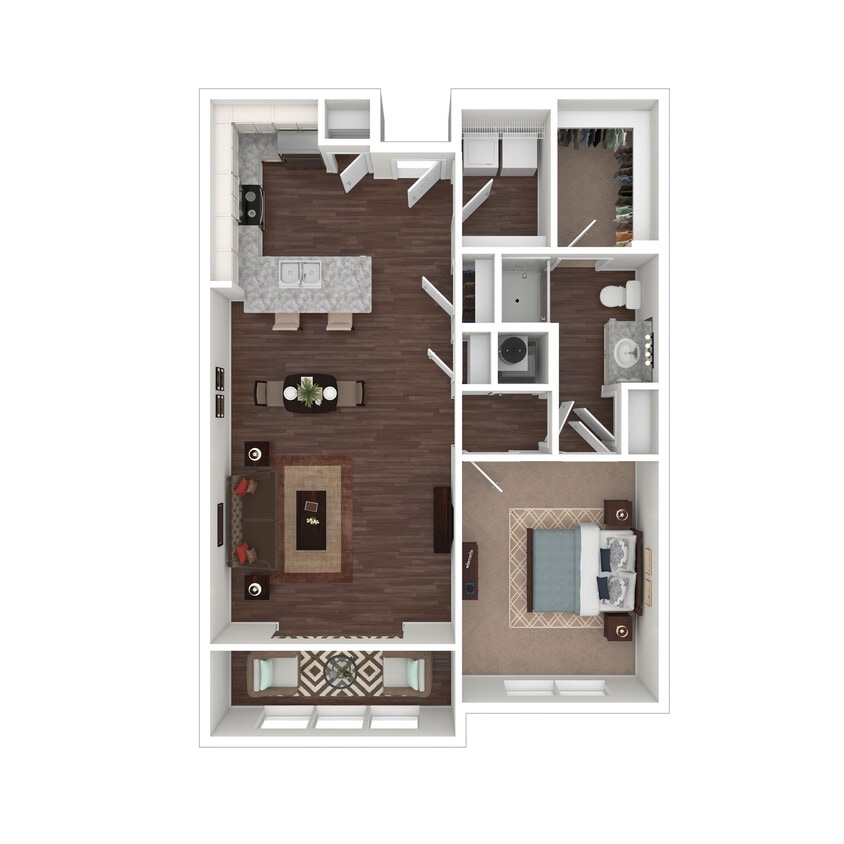 Floor Plan - 1 Bedroom Traditional with Sunroom