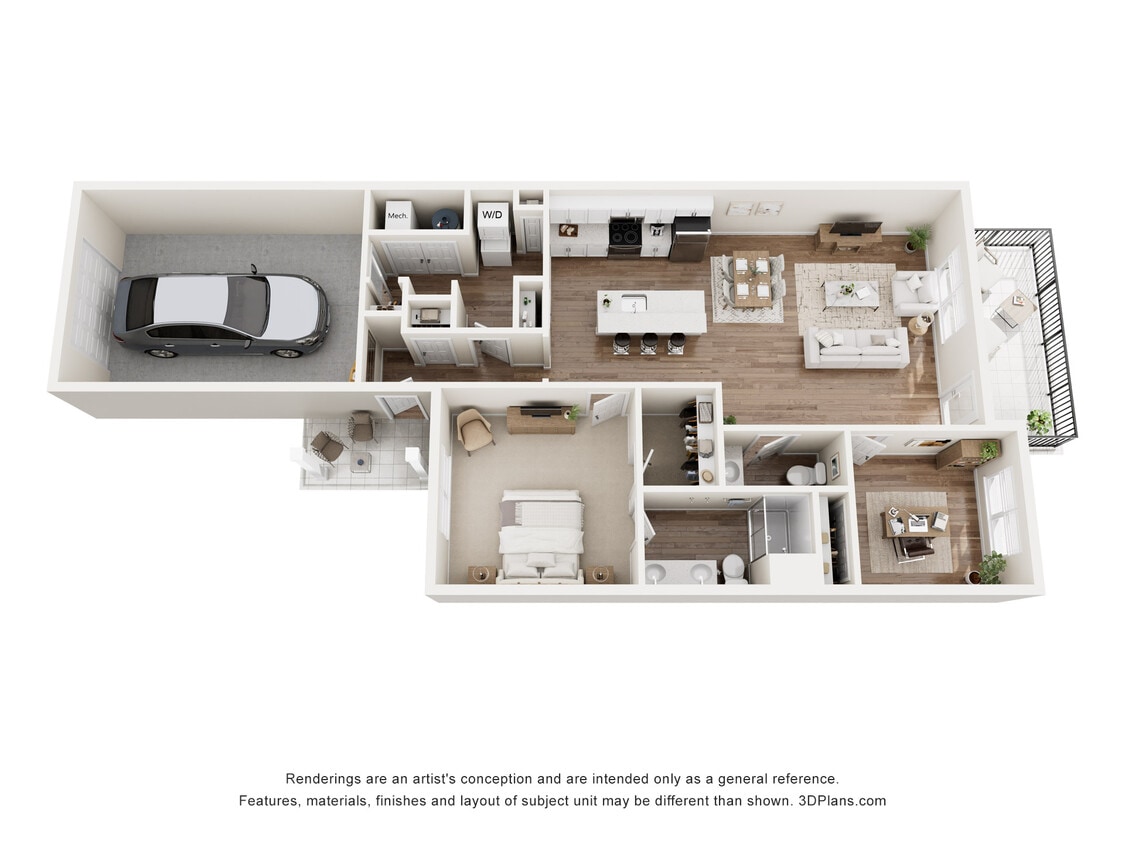 Floor Plan - Cottage A (Den + Garage)